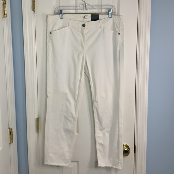 Luisa Cerano Soft Raw Hem Skinny Jeans White NWT - Picture 5 of 9